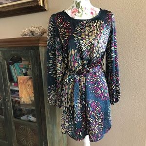 Blue Rain Multicolor Belted Dress - size M